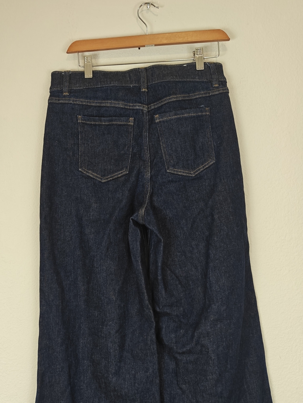 SPANX Wide Leg Raw Indigo Jeans Women’s Medium Stretch Sculpt High Rise Denim - Picture 14 of 15